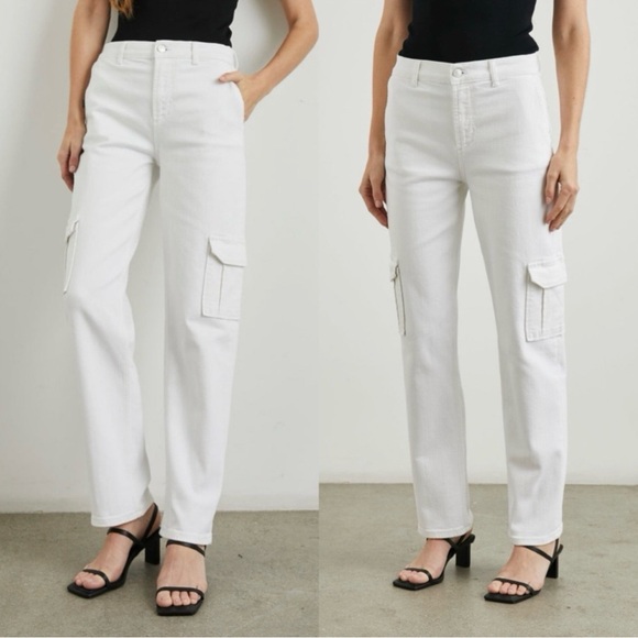 Rails Speedway Cargo Relaxed Boyfriend Salt White Jeans 25 NWT $218 - Picture 2 of 12